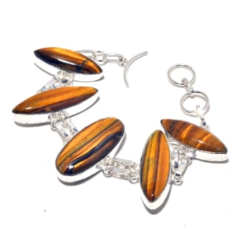

Tiger Eye Bracelet Silver Overlay over Copper, 18.8 cm , B3755