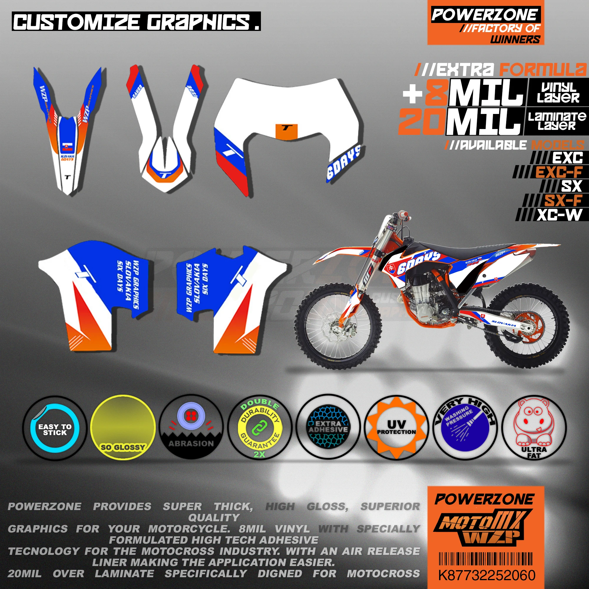 PowerZone на заказ футбольной команды Графика Фоны наклейки 3м-наклейки комплект для KTM SX SXF MX EXC XCW Enduro 125cc к 500cc 2011- 060