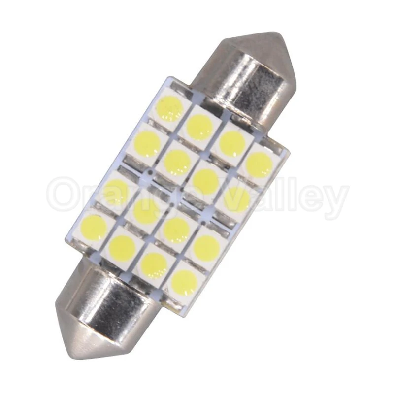 

100Pcs High Quality Festoon C5W 16 SMD LED 31mm 36mm 39mm 41mm 1210 3528 Car Interior Lighting Reading Lights Dome Light DC 12V