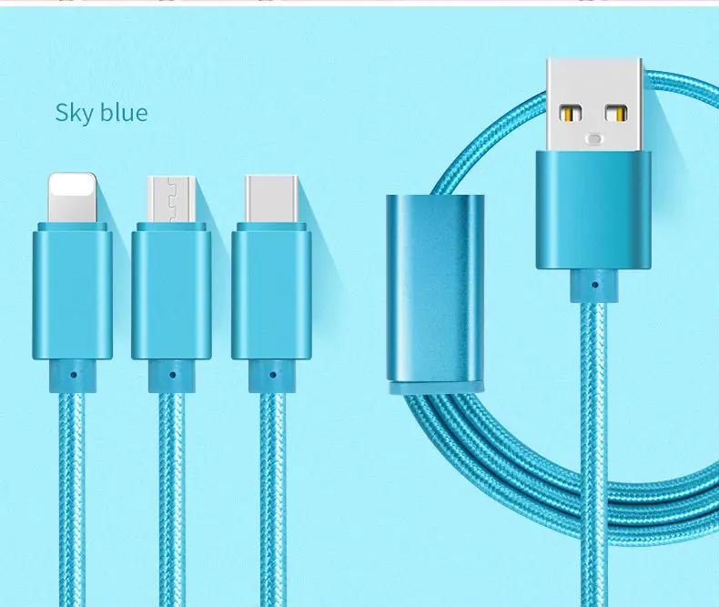 3 в 1 мобильный телефон кабели микро-usb кабель для samsung on5 on7 huawei HtC для iPhone Ipad/Тип-c кабель для Xiaomi Meizu LG