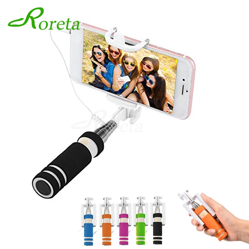 

Roreta Mini Wired Selfie Stick Extendable Handheld Monopod With Shutter Button Foldable Mobile Phone Selfie Stick For iPhone