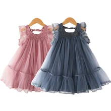 Белое Кружевное фатиновое платье для девочек от 3 до 12 лет, платье на выпускной, свободное платье без рукавов с оборками, Рождественский костюм принцессы