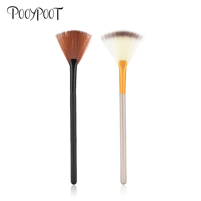 

Pooypoot Makeup Brushes Soft Slim Fan Shape Cosmetic Brush Blending Highlighter Contour Loose Powder Brushes Foundation Tools