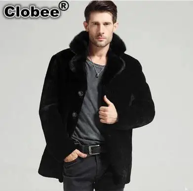

Office Style Men Faux Mink Fur Winter Coat 2019 Business Men Brief Office Black Big Size Turn Down Collar Jacket Coat YY1026