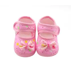 Обувь для маленьких девочек; пинетки на мягкой подошве с бантом; обувь для первых прогулок