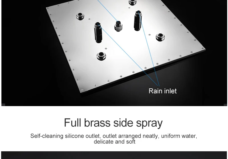 Big 20 Inch Overhead Ceiling LED Rain Spa Shower Head Set Bathroom 5 Function Temperature Controller Shower 3 Wall Body Spray (26)