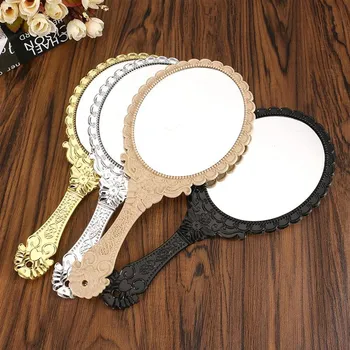 

New 1PC Portable Vintage Cosmetic Makeup Mirror Hand Hold Oval Round Mirror Noble Restore Ancient Ways Court Mirror Beauty Tool