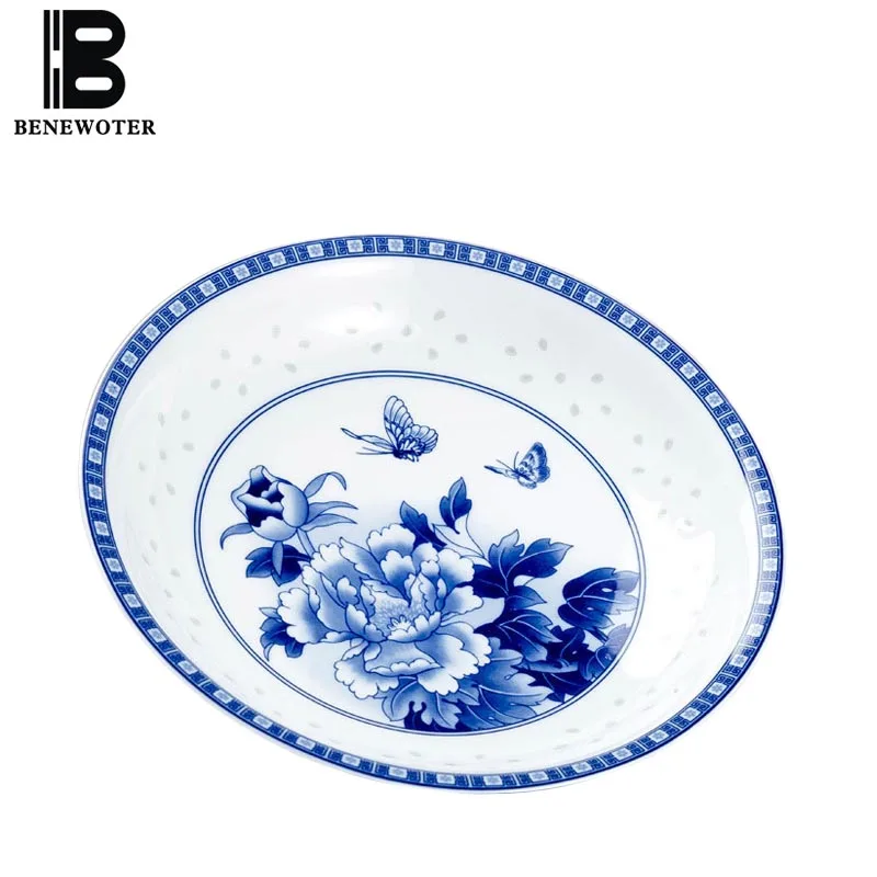 

8 inch Jingdezhen Blue and White Porcelain Dinner Plate Creative Home Ceramic Tableware Steak Pasta Dish Fruit Cake Tray Kitchen