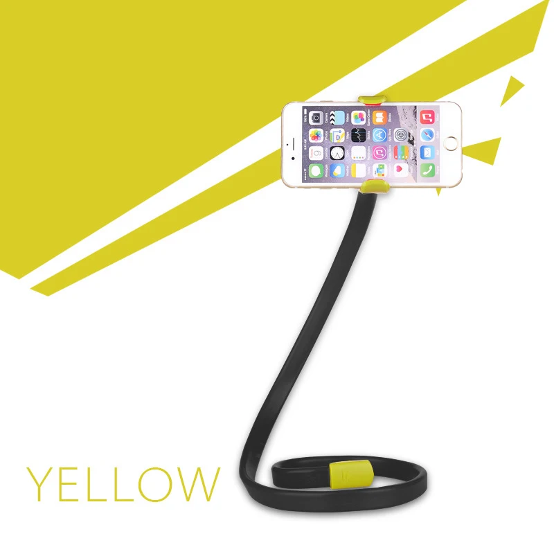Гибкий держатель для телефона, подвесной кронштейн для шеи, съемный Настольный держатель для мобильного телефона для iPhone 7 8 Plus Xiaomi huawei - Цвет: Yellow