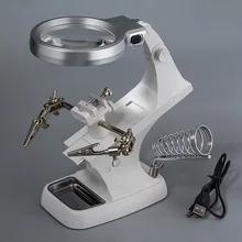 3X4.5X Welding LED lupa Magnifier magnifying glass Alligator Clip Holder Clamp Helping Hand soldering iron Repair Mgnifying Tool magnifier phone repair platform station universal clamp form magnifying glass desktop holder soldering repair tool