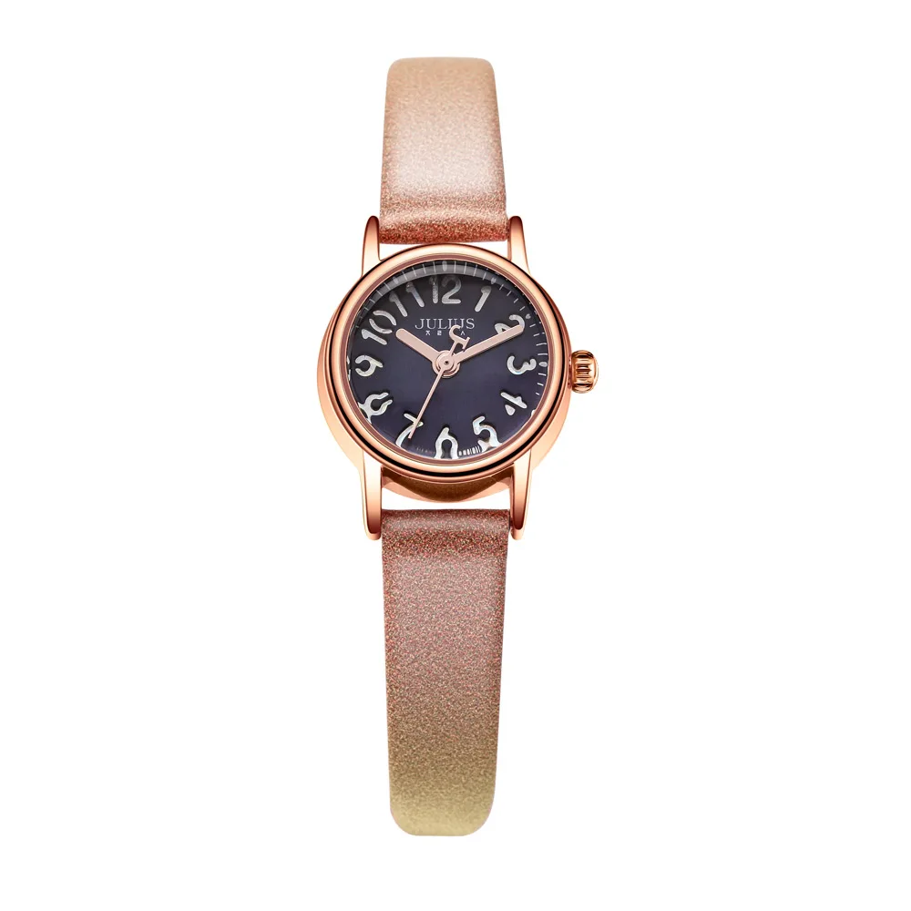 Julius модные женские часы кожаный ремешок ярких цветов циферблат специально для молодых Relojes Mujer Баян кол саати JA-912 - Цвет: Brown strap