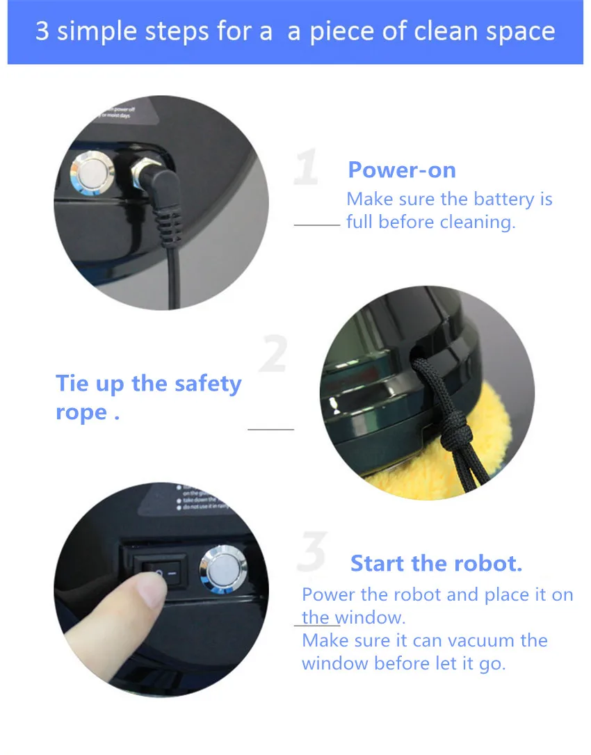 Робот-пылесос для окон, автоматическая очистка окон внутри и снаружи, анти-падение планового типа