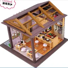Новое поступление большой подарок на год в японском стиле DIY Сакура суши магазин деревянный дом с мебель 3D игрушка головоломка подарки