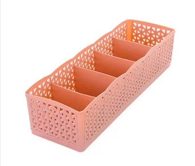 1 шт. 5 сеток корзина для хранения шкаф Органайзер Многофункциональный пластиковый ящик Органайзер коробка для хранения для носков нижнее белье галстук бюстгальтер - Цвет: Pink
