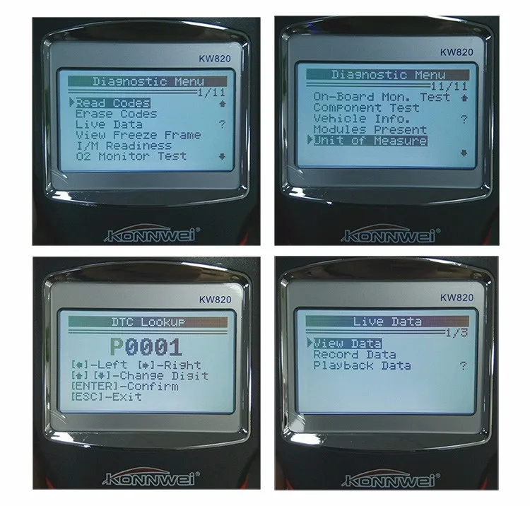 KONNWEI KW820 Автомобильный сканер EOBD OBD2 OBDII диагностический инструмент живой код считыватель и сканирующие инструменты, совместимые с США, европейскими и азиатскими транспортными средствами