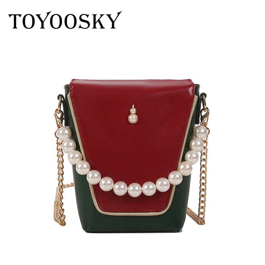 

TOYOOSKY Fashion Women Handbags Designer Simple 2019 Summer Pearl Crossbody Bags Women Panelled Bag Pu Leather Messenger Bags