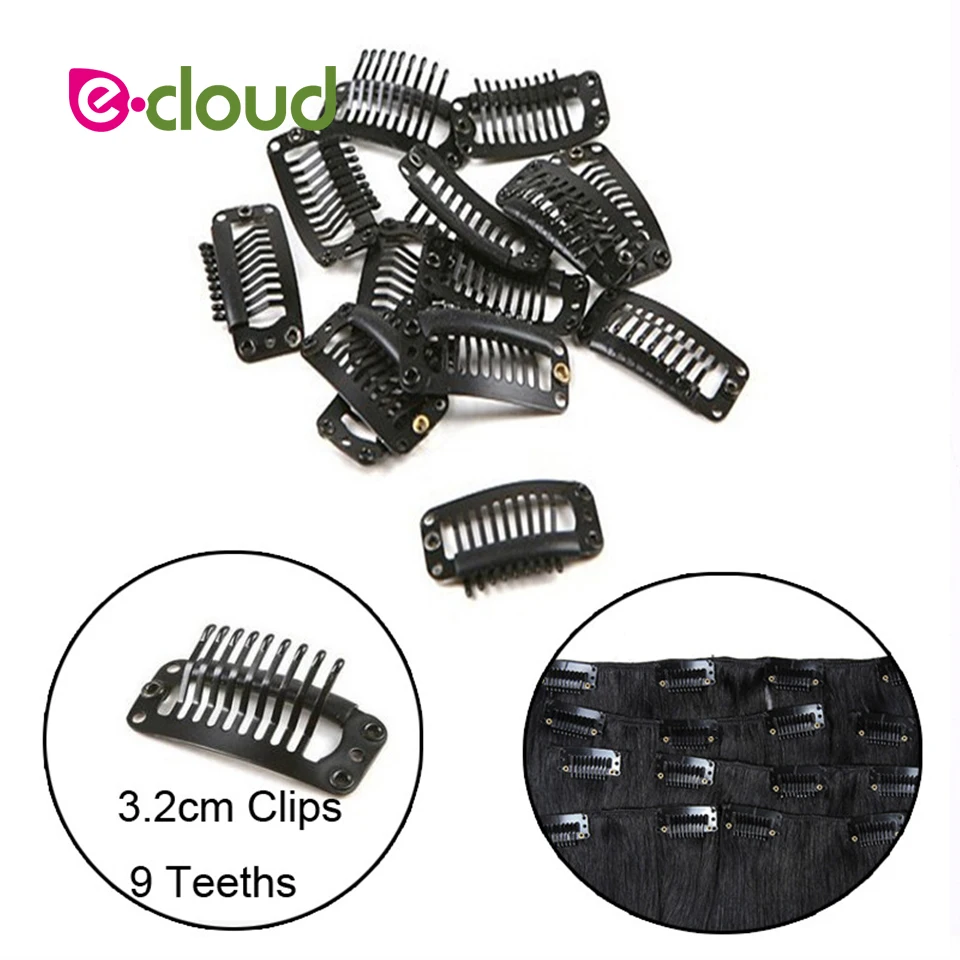 

50pcs-100pcs/Lot 32mm 9Teeth Wig Snap Clips Hair Accessory Tools with Silicone for Hair Extensions Weft Clips Metal Wig Clips