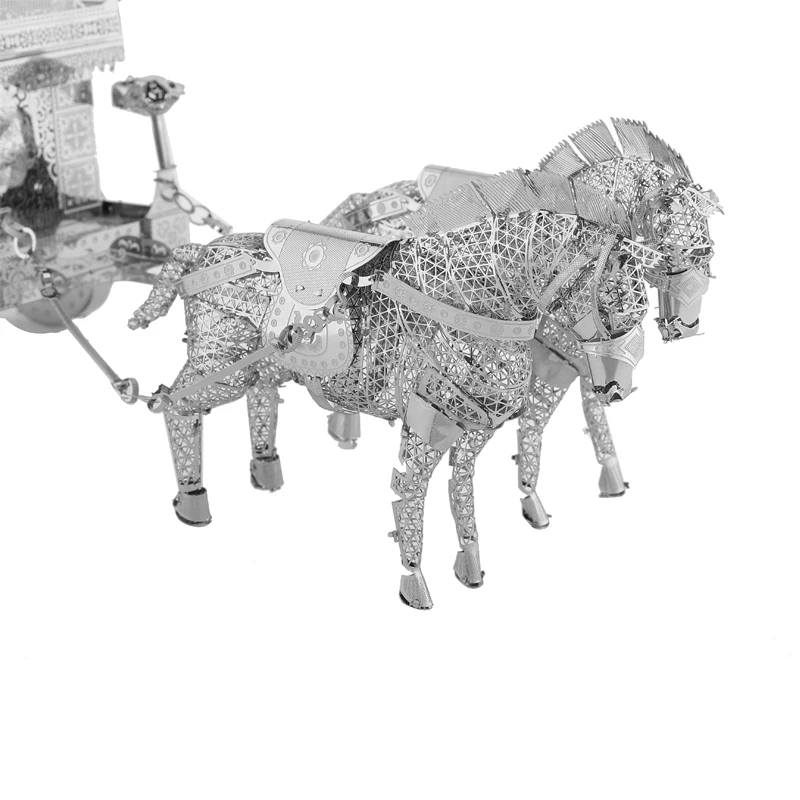3D металлический нано пазл Китай двойная лошадь КОРОЛЕВСКАЯ КАРЕТА наборы