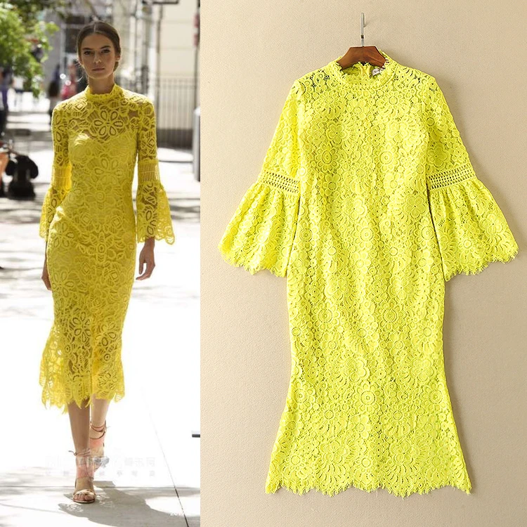 yellow lace summer dress