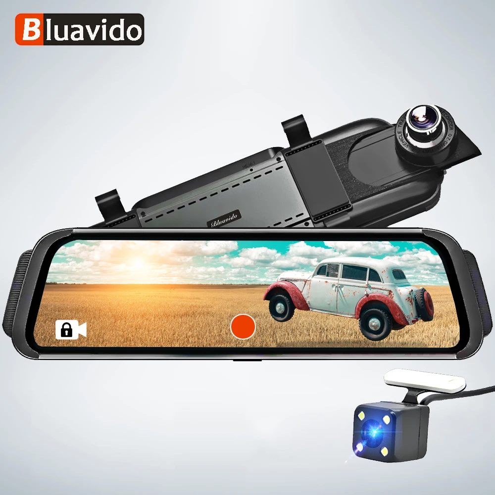 Автомобильный видеорегистратор Bluavido 10 дюймов 4G Android FHD 1080P GPS ADAS WiFi BT зеркало