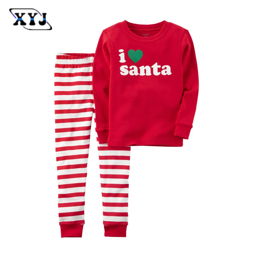 2017 I love Santa Pajamas Suit For Kids Baby Sleepwear Children