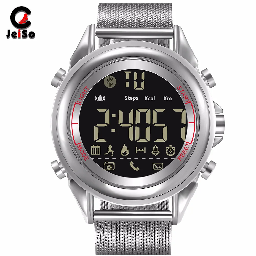 

Fashion Ultra-thin New Bluetooth Smart Watch Men's Sports Pedometer Calorie Waterproof LED Digital Steel Net Belt Women Fitness