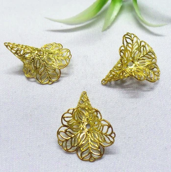 

100pcs/lot 23mm brass flower filigree wrap end beads findings