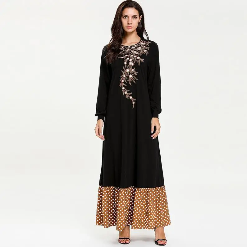 black dress Vestidos кафтан Абаи Дубай мусульманский кафтан платье хиджаб Для женщин одеяние мусульмане Longue Турции Elbise турецкая исламская Костюмы - Цвет: black dress