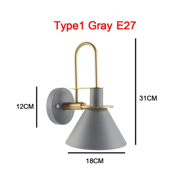 Kaguyahime современный бра настенный светильник дерево простые креативные бра Светодиодные лампы E27 110 В 220 В украшения спальни скандинавский дизайнер - Цвет абажура: Type1 Gray