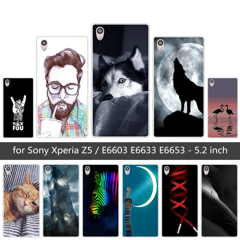 Мягкий ТПУ для Sony Xperia Z5 E6003 E6633 E6653 E6683 силиконовый чехол Ультратонкий Funda END WOLF