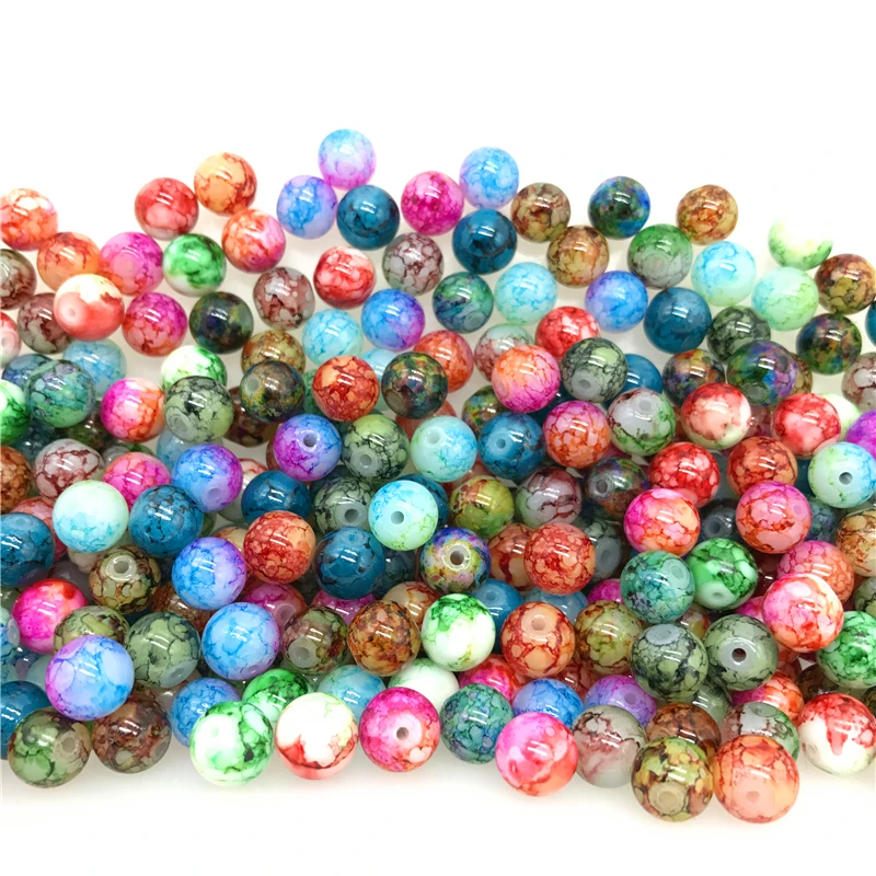 4/6/8/10mm Glass Beads Round Loose Spaced Beads DIY Bracelet Earrings Charms Necklace Beads For Jewelry Making SHS218