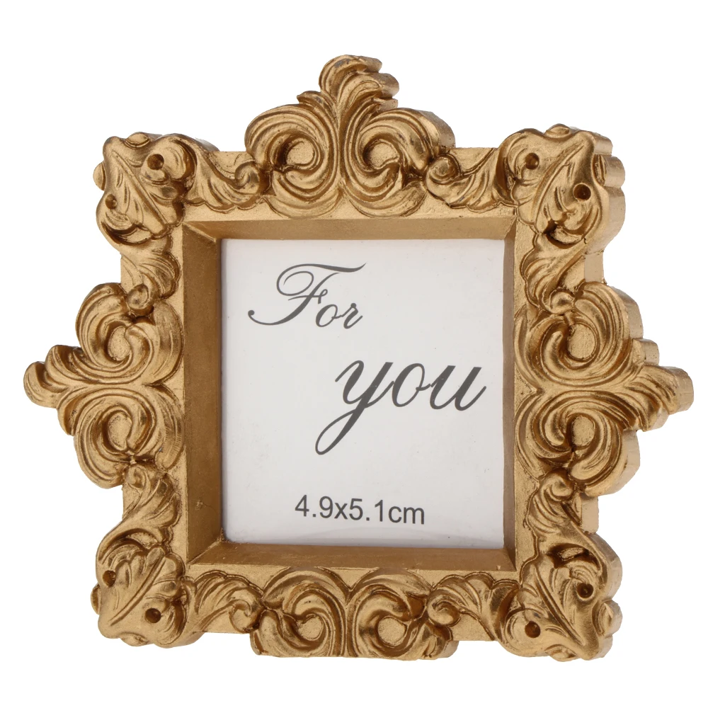 

European Vintage Carved Gold Crown Photo Frame Home Resin Craft Gift Nordic Wedding Decoration Furnishing -9 x 10cm