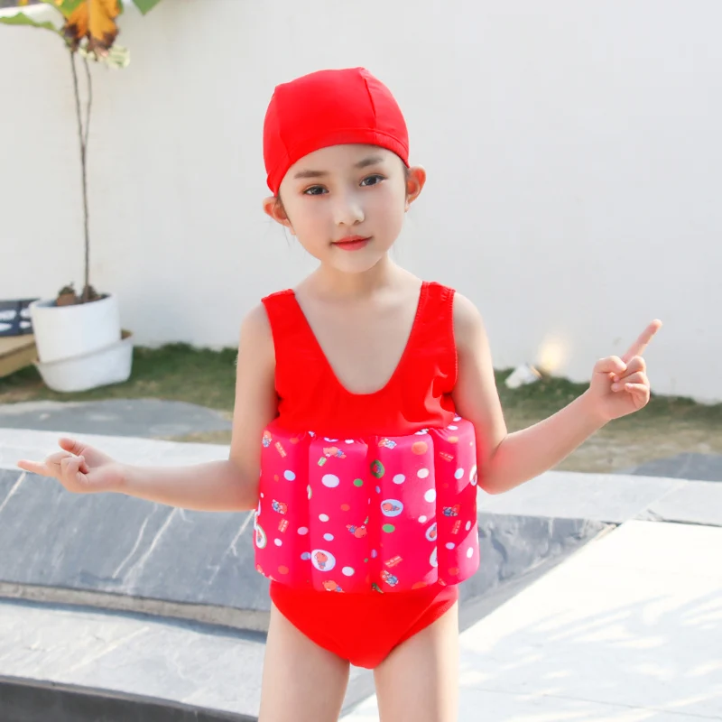 Цельный купальный костюм с принтом для маленьких девочек костюм-поплавок с регулируемой плавучестью, плавающий купальный костюм спасательный жилет для обучения плаванию