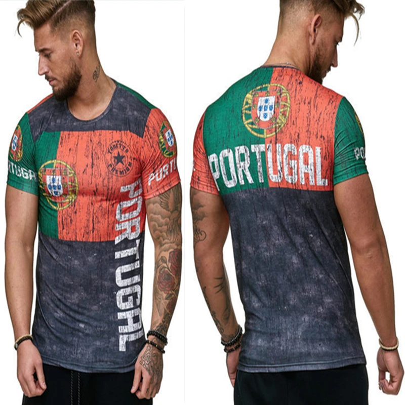 

Summer hot sale World Cup casual T-shirt men's fashion shirt Round neck short-sleeved tops Cool flag t-shirt men's clothing