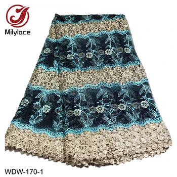 

Delicate Embroidery Lace Fabric 5 Yards French Tulle Lace Fabric with Rhinestone Nigerian Net Lace for Dresses WDW-170
