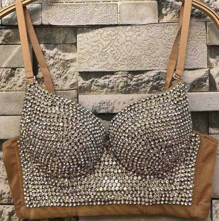 Hand-made жемчуг Bralet корсетные короткие Для женщин бюстье бюстгальтер укороченный Топ Свадебные Bralette жилет плюс Размеры цена D02 - Цвет: KHAKI