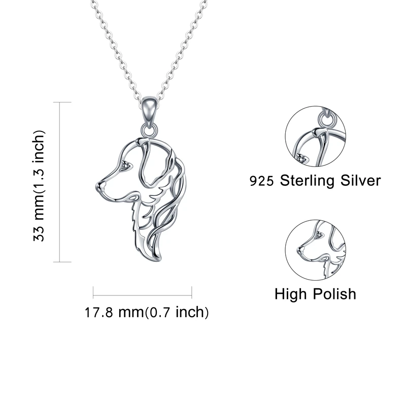 Strollgirl 925 пробы серебро собака животное кулон золотой Ritriever ожерелья подарок для
