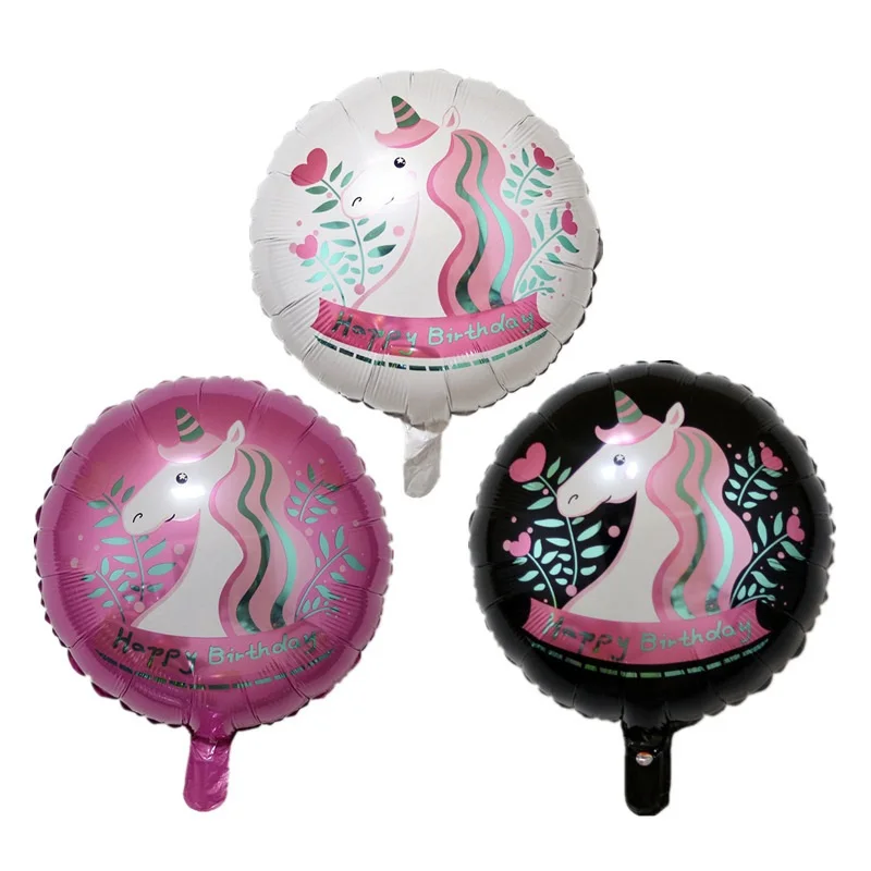 

18 inch 1 piece cartoon unicorn Amnimal Aluminium foil balloon kids toy supplier New Year decoration balls