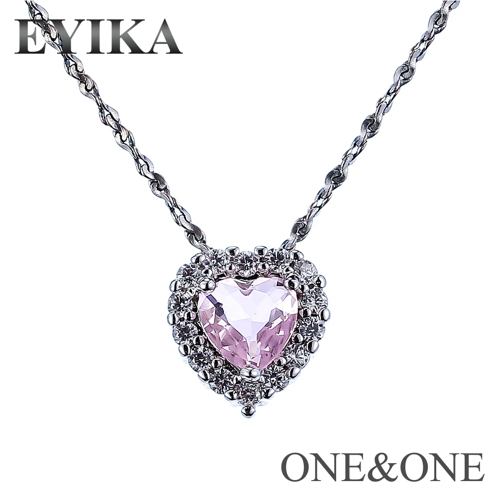 

EYIKA Newest design Heart Pendant Necklace Glass with micro Cubic zirconia Women Jewelry Necklace