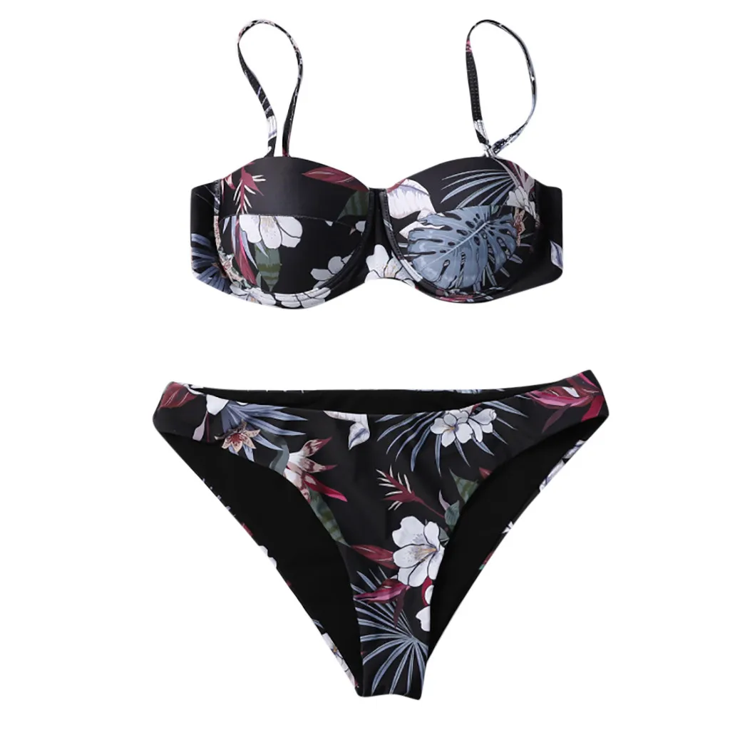 

Swimwear Women Bikini 2019 Women's Fashion Sexy Flower Print Lady Split Swimsuit Halter Bikini fashion Biquini Mujer #sg