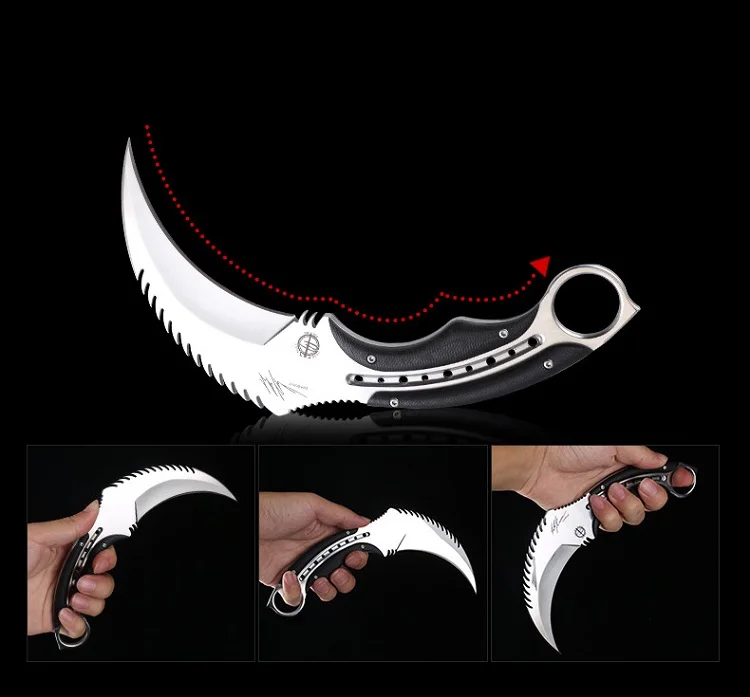 HS инструменты Военный нож Karambit с фиксированным лезвием, тактический нож для выживания с ножом Kydex для охоты на открытом воздухе, кемпинга