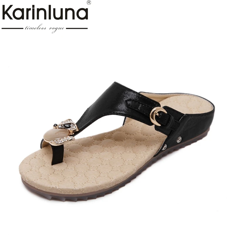 

Karinluna Women's Animal Decoration Flat Sole Summer Shoes Woman Slip On Comfortable Slippers Big Size 35-42
