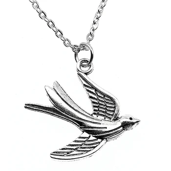 

WYSIWYG 30x28mm Swallow Bird Necklace Jewelry Gift For Women, Vintage Swallow Bird Pendant Necklace Dropship Suppliers