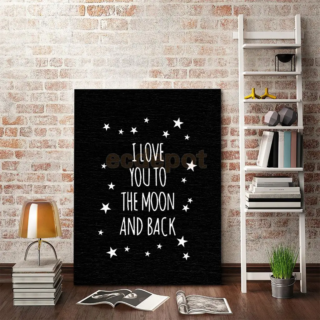 I LOVE YOU TO THE MOON AND BACK Canvas Painting Home Wall Art Decoration