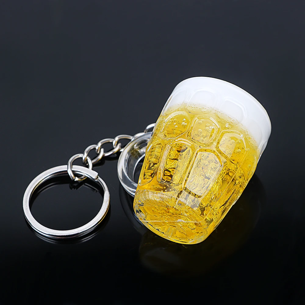 

FORAUTO Resin Beer Cups Car Keyring Simulation Food Handicraft For Men Woman Key Chain Gift Keychain Auto Accessories