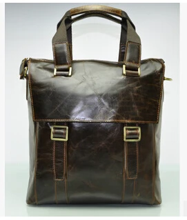 Масло воск натуральная кожа мужчины сумка старинные ретро 12 дюймов Компьютерная сумка для ноутбука - Цвет: Brown