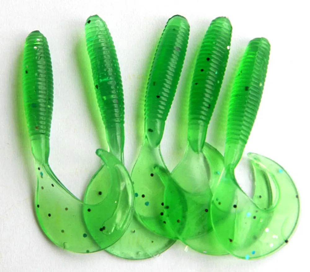 200pcs Grub lures plastic worm baits soft fishing lures fishing