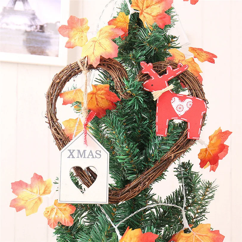 Heart Shaped Hanging Light DIY Christmas Tree Ornaments Rattan Wreath String Lights Christmas ...
