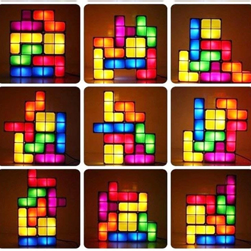 Novelty Tetris Night Light Colorful Stackable Tangram Puzzles 7 Pieces Led Induction Interlocking Lamp 3d Toys Ideal Diy Gift Led Night Lights Aliexpress