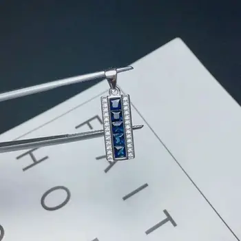 

[MeiBaPJ]Natural Sapphire Pendant Necklace with Certificate 925 Pure Silver Blue Stone Fine Charm Jewelry for Women